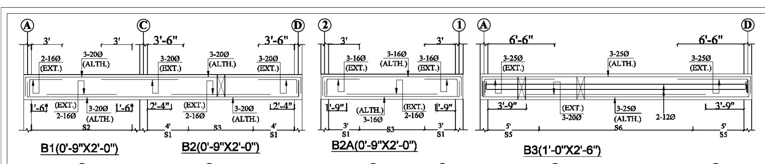 RCC beam reinforcement details — anonymised project excerpt