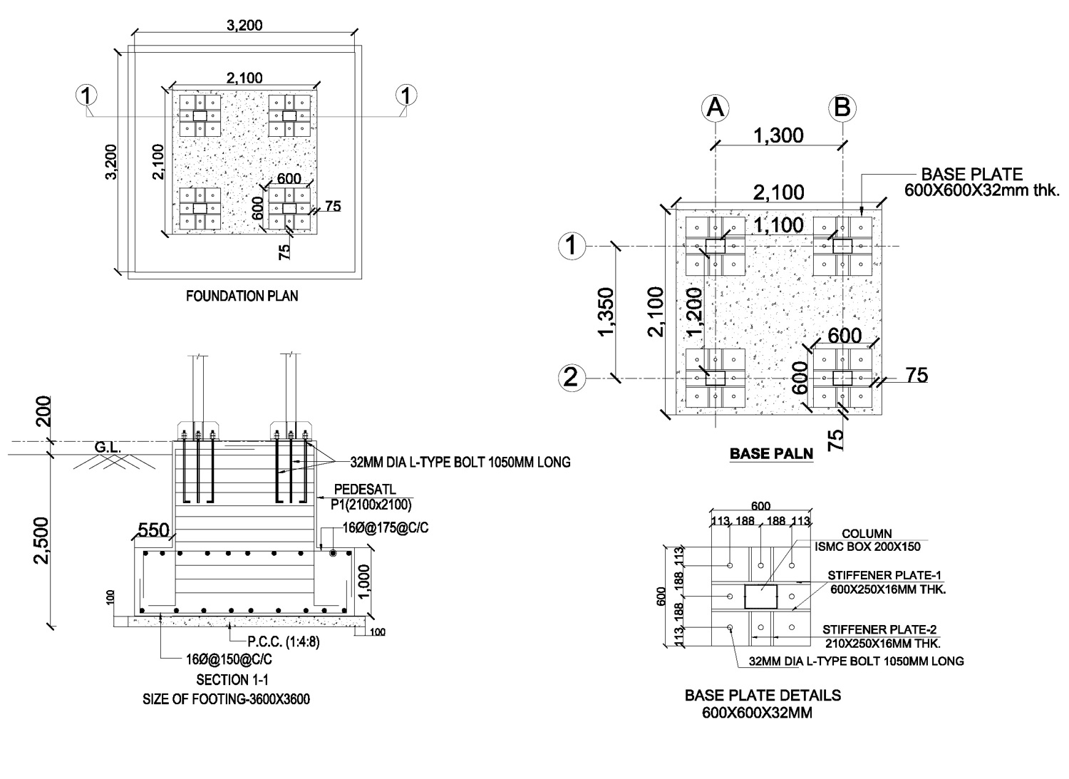 Steel base and foundation interface — anonymised project excerpt